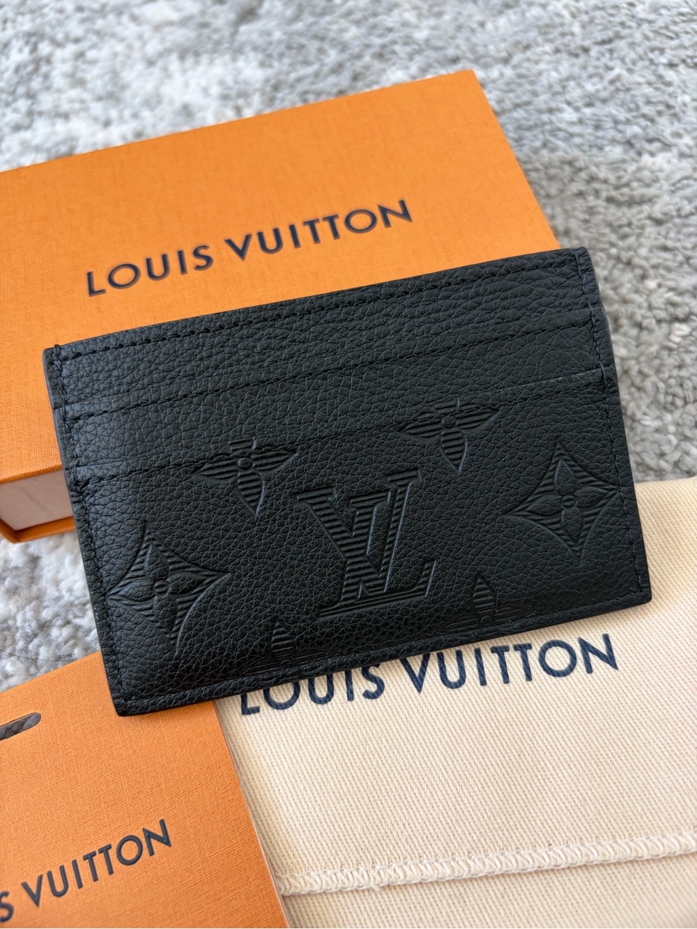 Louis Vuitton Black Embossed Monogram Card Holder - Picture 2 of 6